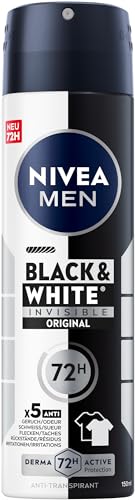 NIVEA MEN Black & White Invisible Deo Spray, Anti-Transpirant mit Anti-Flecken-Formel, mit 72h Anti-Transpirant-Schutz und NIVEA MEN Pflegekomplex (150 ml)