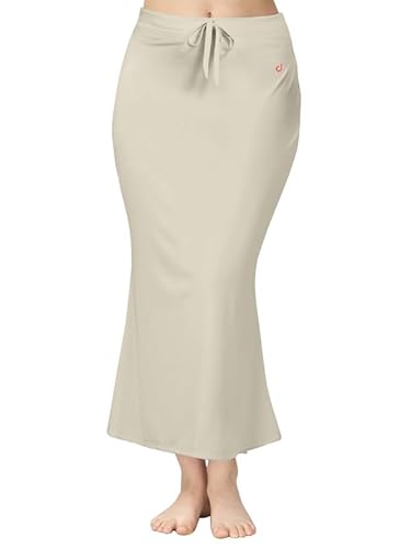 TRENDMALLS Damen-Petticoat aus Polyester-Elastan, Shapewear für Damen, Baumwollmischung, Petticoat, Röcke für Damen, formschönes Kleid für Saree-Former, Dunkelbeige, XXL