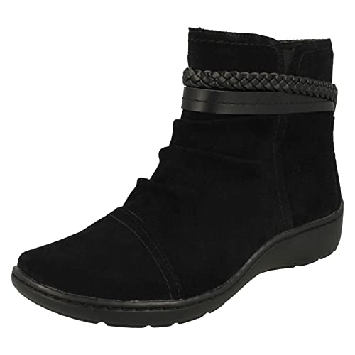 Clarks Damen-Stiefeletten, geflochten, detailliert, Cora-Stiefel, Schwarz, 40 EU