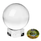 Aicharynic Glaskugel Kristallkugel: K9 Klare Kugel Glaskugel 80mm Fotografie Klare Kristallkugel mit Runder Holzsockel für Fotografie Zubehör Lensball Wahrsagerkugel Geschenk für Hobbyfotografen