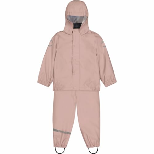 Mikk-line PU Zweiteiliger Regenset mit Trägern 74 Adobe Rose | Oeko-TEX Standard 100 | 100% recyceltem PU-Material | Für Jungen Und Mädchen | Regenhose und Regenjacke | Reflektierenden Details