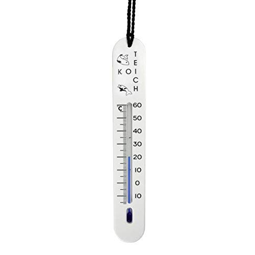 Lantelme Teichthermometer 19cm sinkend mit Schnur Temperatur -15 bis +60°C für Fischzucht für Fische wie Koi Forellen Karpfen Gartenteich Koizucht Analog Teich Thermometer Wassertemperaturmesser