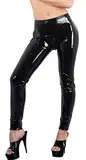 The Latex Collection Damen 29011101021 The Latex Collection Latex Leggings mit Reißverschluss Schwarz Klein, Schwarz (Nero 001), Einheitsgröße (Herstellergröße: Small) EU