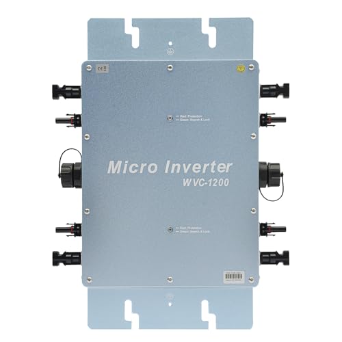 ACROSSPART Solar Inverter Modul Wechselrichter WVC 1200W Microinverter Netzgekoppelter Digitaler Solarwechselrichter mit Funktion der Rückwärtsübertragung Grid-Connected Inverter IP65 Wasserdicht