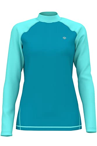 HDTIYUYP UV Shirt Damen Langarm - Wasser Schwimmen Tshirt Rashguard Frauen Badeshirt Surf Shirt Schnelltrocknende Strand Shirt Wet Top Türkis M