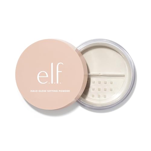 e.l.f. Halo Glow Setting Powder, Seidig, Verwischend, Glättet, Minimiert Poren Und Feine Linien, Erzeugt Einen Weichen Fokus-Effekt, Halbmattes Finish, Vegan & Tierversuchsfrei, Light, 6,8 g