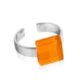 Ring mit Stein orange (10mm) • Geburtsstein Schmuck Damen • Kleiner Edelstahlring größenverstellbar (min. Ø 17mm) • handgemacht & nachhaltig