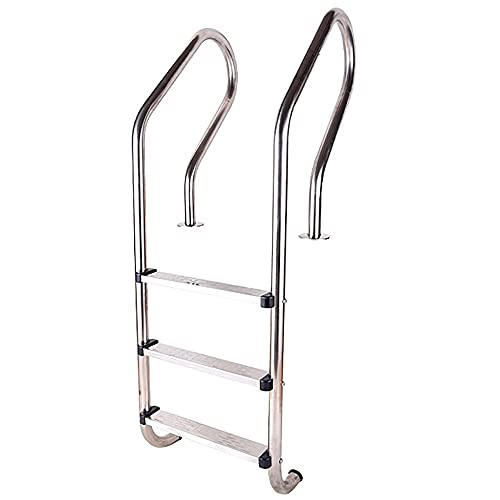 Schwimmbad-Handlauf, 3-stufige Edelstahl Schwimmbad-Treppengeländer, verwendet in Wasserparks, Schulen, Hotels, Gartengemeinschaften Schwimmbäder/Silber / 1.5MM