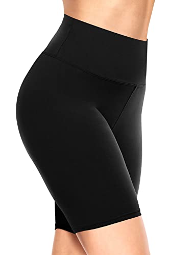 TNNZEET Radlerhose Damen Hohe Taille Kurze Sporthose Blickdicht Shorts für Yoga Gym (Schwarz,S-M)