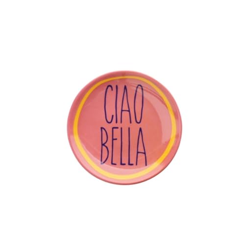 Gift Company Love Plates, Deko-Teller, Porzellan, Motiv: Ciao Bella, rund, rosa, 10x1,5x10cm
