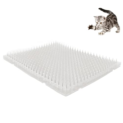 Qcwwy 8 Stück Haustiermatte, Katzenabwehrmatte Spleißbare Spike-Abwehrmatte Wiederverwendbare Scat-Katzenmatte Hundeunterlage Möbelschutz Haustierabwehrfliesen PVC-Matte für Haustiere,