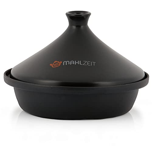 Mahlzeit gusseiserne Tagine | Ø 25 cm | emailliert | Tajine-Topf mit Deckel aus glasierter Keramik für Backofen, Elektroherd, Gasherd, Induktion | Tajine für marokkanische Küche und vieles mehr