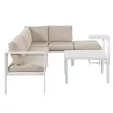 buiesjole Garten-loungesessel-Set Für Den Außenbereich, Exquisites Aluminium-terrassenmöbel-Set, Multifunktionales Wetterfestes Ecksofa-Set, Geeignet Für Familientreffen Von 6–8 Personen(Color:Weiß)