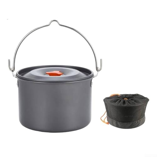 Effizienter 4-Liter-Aluminium-Topf für Camping, perfekt für Gruppenessen in der Natur (orangefarbener Deckel)