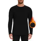 AKKQHH Thermounterwäsche Herren Oberteil Thermo Longsleeve Langarm Thermoshirt Skiunterwäsche Warm Unterwäsche Männer Funktionsunterwäsche Winter(Schwarz,XL)