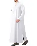 LVCBL Kaftan Herren Langarm Weiß Thobe Herren Leinen Kaftan Herren Lang Weiß XL