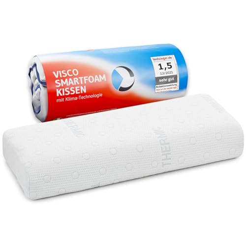 Kopfkissen 40x80 HADAR | Höhenverstellbar | Hochwertiger Memory-Foam für die HWS | Nackenstütz-Kissen mit thermoregulierendem Bezug | Ergonomisches HWS-Nackenkissen | Passt in 40x80 Bezug
