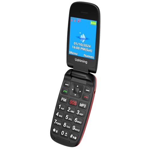 CHAKEYAKE Seniorenhandy ohne Vertrag, Klapphandy Mobiltelefon mit Großen Tasten, 2G GSM Handy für Senioren mit 1.7 Zoll Farbdisplay, Dual SIM, SOS Notruftaste, Taschenlampe (Schwarz Rot)