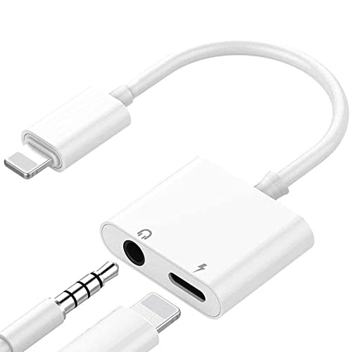 [Apple MFi Zertifiziert] Adapter iPhone Kopfhörer und Laden, 2 in 1 Lightning auf 3.5 mm AUX-Audio + Ladegerät-Splitter Kompatibel mit iPhone 13/12/11/XS/XR/X 8/iPad