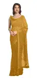 IMTRA FASHION Damen Georgette Sari mit Paillettenarbeit Indischer Sari mit Ungesäumtem Blusenteil-Chiku