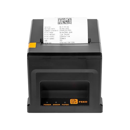 NetumScan Bluetooth USB LAN 80mm POS-Bondrucker 300mm/s USB-Thermobondrucker mit Auto-Cutter Kassenschublade, Unterstützung Windows/Mac/Linux, Restaurant-Küchendrucker für ESC/POS NS-8360LW