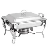 Bazargame Chafing Dish Edelstahl Warmhaltebehälter Speisewärmer Buffetwärmer Wärmebehälter Für Catering Buffet Und Party Suppen-Wärmer Mit Brennpastenbehälter
