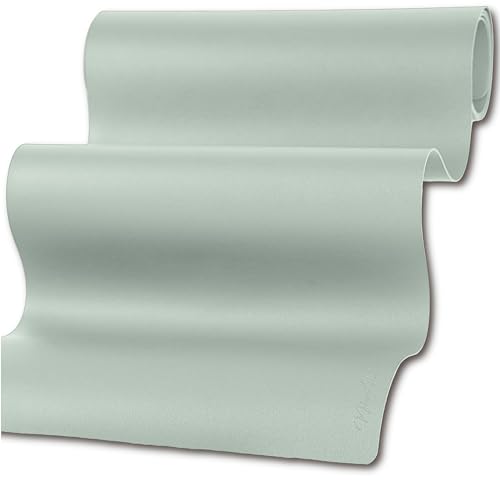 Mahewa® Premium Tischläufer aus Leder-Imitat - Kunstleder Tischläufer abwaschbar und wasserdicht - Leder-Tischläufer Tischband in Lederoptik (Eckig, 135x30, Salbei)