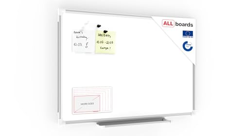 ALLboards Magnetisches Whiteboard 60x40cm Magnettafel mit Aluminiumrahmen und Stifteablage, Weiß Magnetisch Tafel, Trocken Abwischbar, Wiederbeschreibbar Weißtafel