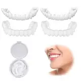 2 Paar Aufhellung Zahnersatz Prothesen Gefälschte Zähne, Oben und Unten Kosmetische Veneers Zähne Set Zähne zum Aufstecken, Snap On Veneers für Männer Frauen Falsche Zähne (4 pcs)