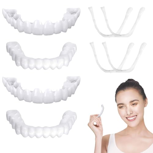 JAWUZ 2 Paare Zahnersatz selber machen Zahnersatz zum aufstecken veneers zähne zum aufstecken Lächeln Zähne Furniere, Komfort Zähne Oben und Unten Zahnaufhellung Schlechte Zähne abdecken