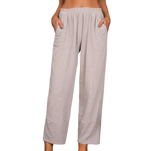 Gym Trainingshose Damen Bequem Büro Baumwolle Sport Bauhose Dressy Motorrad Trendy inkl, hellgrau, 5XL