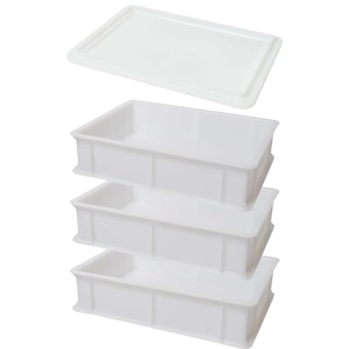 Genus Dei Tris Box für Pizza- und Brothefe, Lebensmittelbehälter für Teig, Behälter für Teig, drei Kästen 30 x 40 x 10 cm + 1 Deckel