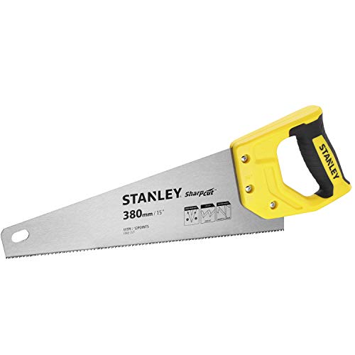 Stanley Handsäge Sharpcut (15"/380 mm, Fuchsschwanz mit 11 Zähne/Inch für feines Arbeiten, doppelt geschliffene, induktionsgehärtete Verzahnung) STHT20369-1