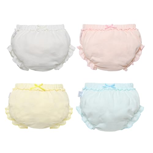 winying Baby Mädchen Bloomers Shorts Baumwolle Unterhose Bowknot Höschen Pumphose Neugeborenen Rüschen Windelhose Unterwäsche 4Pcs Type A 86-92