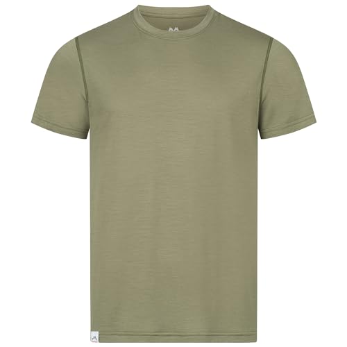 Alpenwert® Merino Shirt Herren [Made IN Portugal] perfektes Wandershirt Wander Tshirt aus Merinowolle Tshirt für Sport, Outdoor, Funktionsshirt (DE/NL/SE/PL, L, Regular, Regular, Grün)