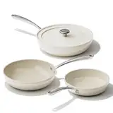 Redchef Pfannenset 4PCS Keramik Aluminium Bratpfannen, Antihaft Keramik-beschichtet Pfannen Induktion 20/24/28 cm für alle Herdarten, PTFE-frei PFAS-frei PFOA-frei, Backofenfest (Beige)