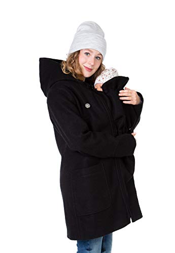 Viva la Mama - 3in1 Wintermantel Babytragen Tragejacke Winter Umstandsmantel warm - VALENTIN - schwarz - M