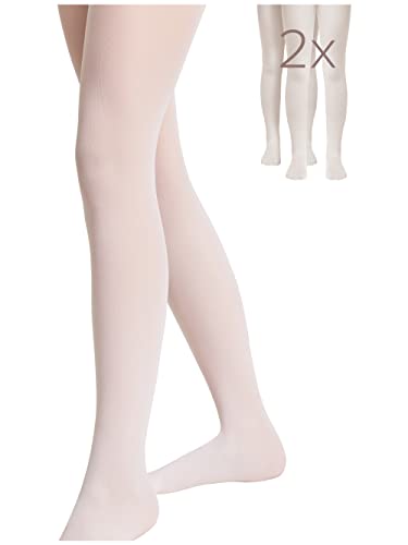 Conte elegant Princess Schicke Kinderstrumpfhose - Alltagsstrumpfhosen - Ballettstrumpfhosen - Ballett Strumpfhose Kinder - Tanzstrumpfhose für Mädchen - 40 DEN - 128-134 - Bianco - 2 Stück