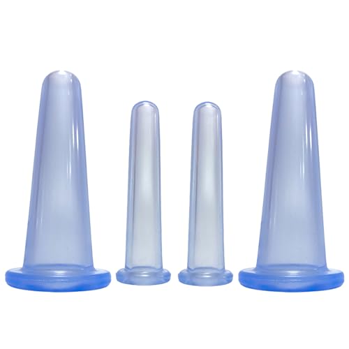4 Stück SchröPfen Gesicht, SchröPfgläSer Silikon Set, SchröPfen Silikon SchröPfköPfe, Facial Cupping Set, Faces Anti-Cellulite SchröPfgeräT, SchröPfmassagegeräT, Cellulite Cup SchröPfmassage Tools