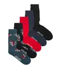 JACK&JONES Herren JACSUBOO Skull 5 Pack Socken, Black/Pack:Sailor Blue-Black-Navy Blazer-Barbados Cherry, One Size