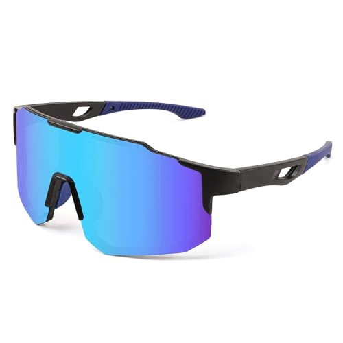 FEISEDY Sport Sonnenbrille Herren Damen Fahrradbrille Radbrille Verspiegelt Sportbrille für MTB Rennrad Radfahren Biking Laufen Enduro mit UV400 Schutz B2388