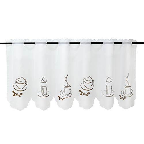 HeichkelL Voile Kaffee-Motive Scheibengardine »Besseit« Gardine Küche Kurzstore Transparente Bistrogardine Weiß H*B 30 * 90cm