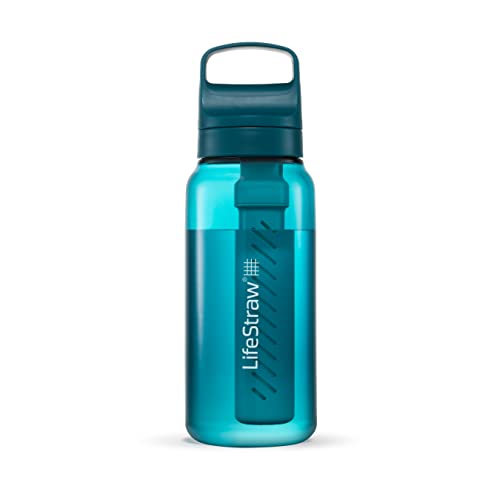 LifeStraw Go Serie - BPA-freie Trinkflasche mit Wasserfilter 1l für Reisen und den täglichen Gebrauch - entfernt Bakterien, Parasiten, Mikroplastik und verbessert den Geschmack, Laguna Teal (petrol)