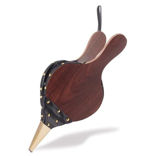 Roysmart Blasebalg, Goldfarbene Ziernägel, Handblasebalg Luftgebläse Aus Holz, Kunststoffbalg, Kamin & Grill für Grill Feuer Blasebalg Outdoor Kochen, 43x19cm