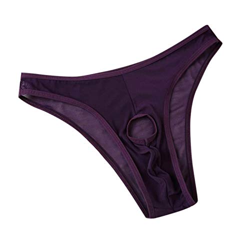 2025 - Sexy-Hole Unterhose Unterhose T-zurück Leidenschaft Männer Marine Dessous (Purple, One Size)