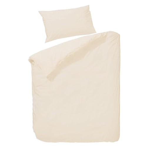 Biancocasa Bügelfreies Bettwäsche-Set aus Mikrofaser (französisches Bett, Elfenbein)