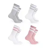 Basic Treasure (4er-Pack Tennis Sport Socken Kinder, Bio-Baumwolle, Tennissocken Kinder, Sportsocken für Jungen und Mädchen (DE/NL/SE/PL, Numerisch, 35, 38, Regular, Rose/Grau/Weiß)