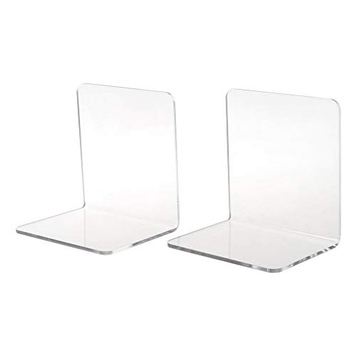 Fazvncv 2 x transparente Acryl-Buchstützen, L-förmig, Schreibtisch, Buchhalter, Schule