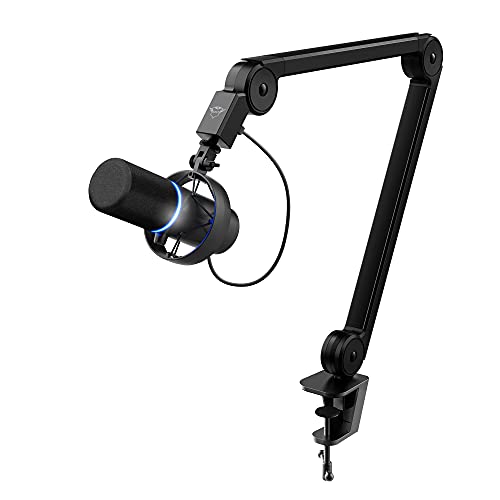 Trust Gaming GXT 255Plus Onyx Professionelles Mikrofon mit Arm, Nierencharakteristik, Popfilter, USB, LED, für Aufnahme, Streaming, Podcast, Broadcasting - Schwarz