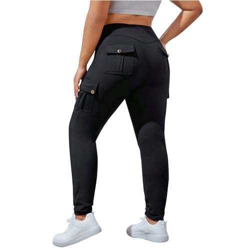 Große und große Trainingshose für Damen, Bauhose, öffentliche Jogginghose, Reiseanzug, Hose, Interview, Jeans, Sport, Radfahren, Reiten, Klasse, Leinen, Leder, Schwarz , XXL